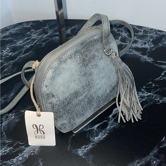 HOBO Handbag Nash Crossbody in Grey / Blue Buffed Hide Leather AUTHENTIC NWT - Picture 8 of 11